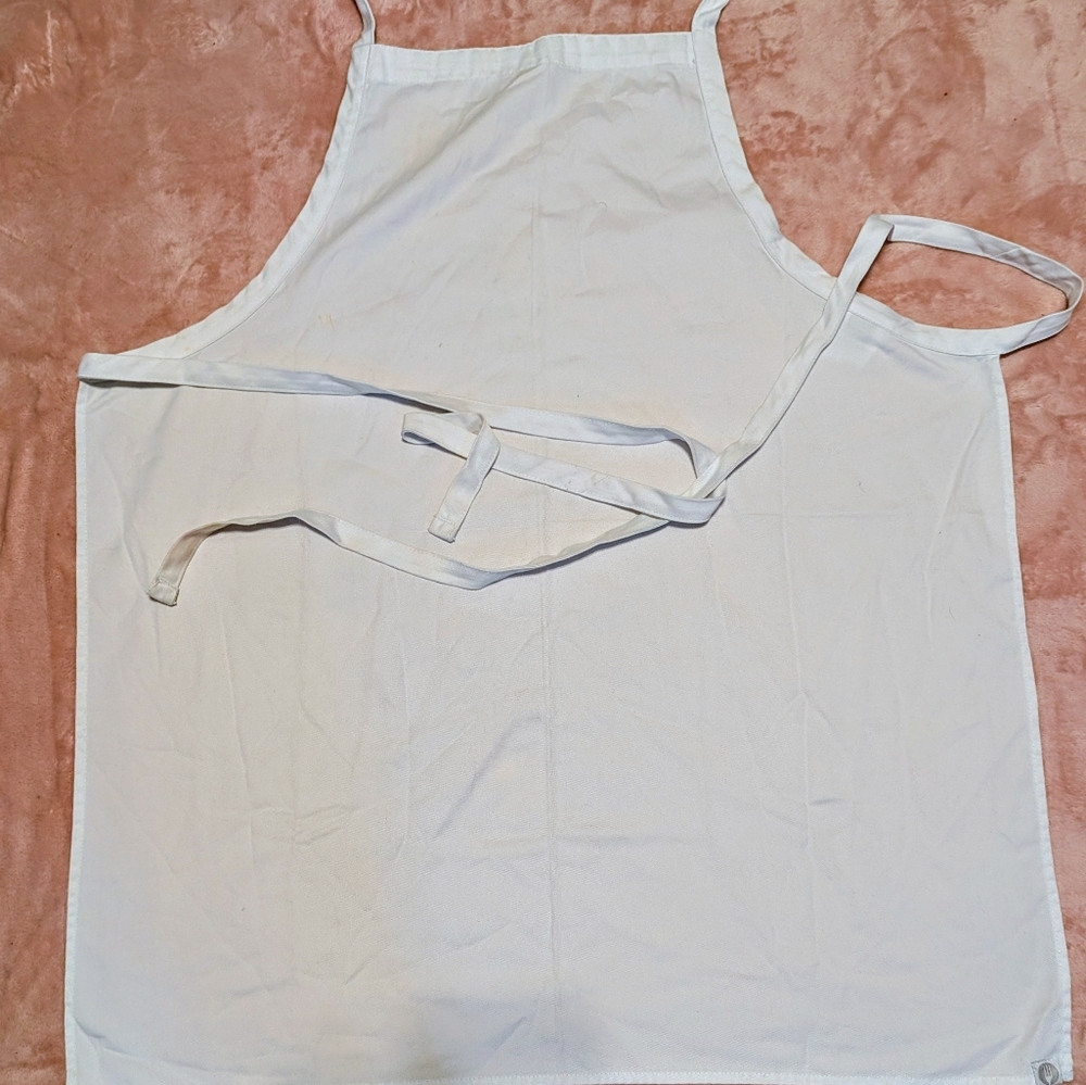Chef Works White Bib Apron – One Size – Adjustable Ties